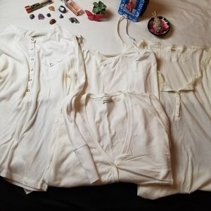 Whites Bundle: Cardigan, Tops, Cami (4 Pieces)